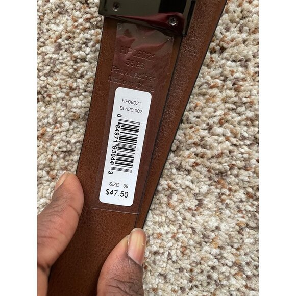 Perry Ellis Belt Size 38 Brown Faux Leather - Picture 8 of 9